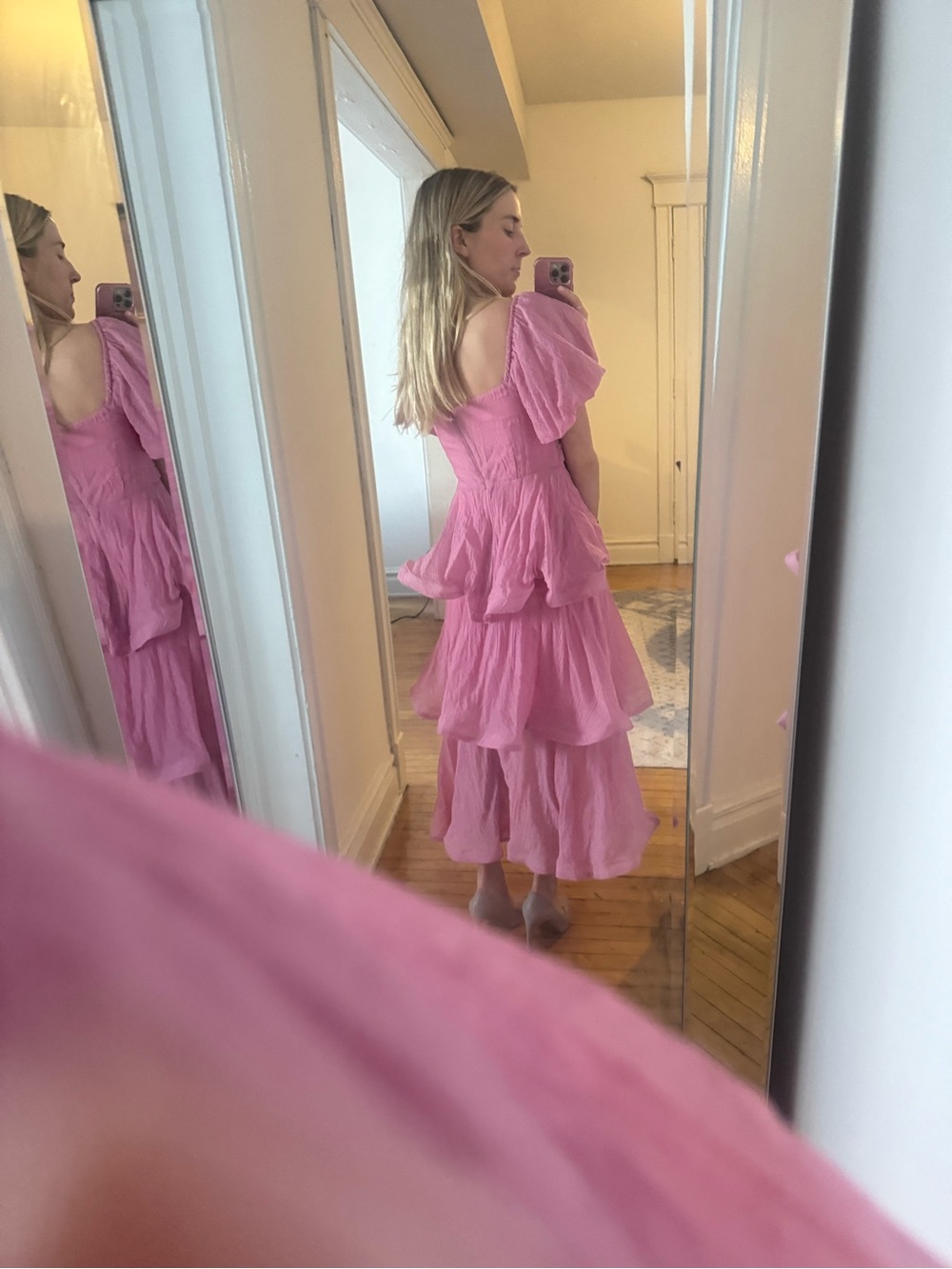 ASOS Pink Tiered Maxi Dress with Cutout - Picture 3 of 5